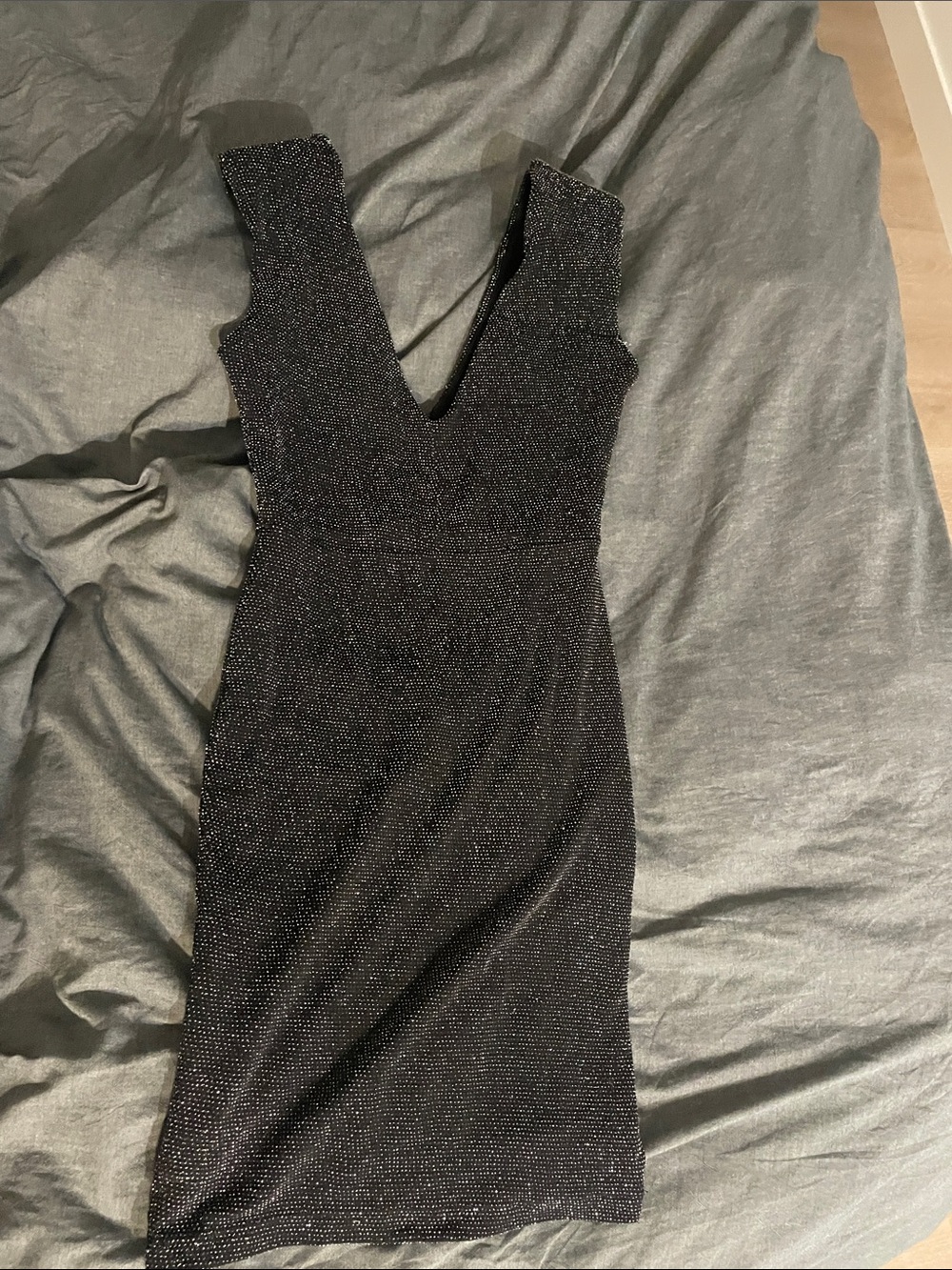 Deep V body con mini dress